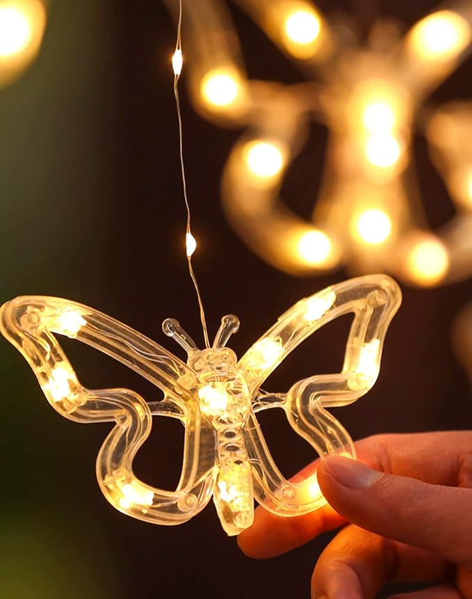 Solar USB String Butterfly Lights Indoor Outdoor 10 LED Fairy Light Decorations for Garden Fence Patio Yard Christmas Tree, Lawn, Patio, Party Decoration (USB Light)