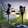 Solar Fairy Garden Stake Decorative Lantern, 2 Pack Metal Fairy Angel Garden Silhouette Lights for Lawn, Pathway, Patio, Yard Outdoor Decor
