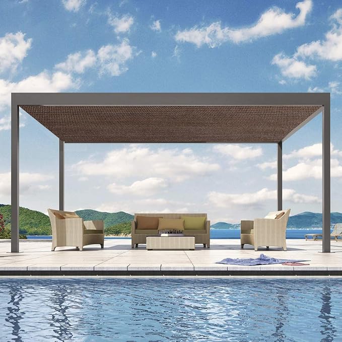 Eden's Decor Straight Flat-Edged Sun Shade Sail Rectangular 8' x 17' Brown UV-Blocking Outdoor Canopy Fabric Cloth Awning for Pergola Patio Garden Backyard Custom Size