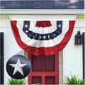 2x4 Ft American Pleated Fan Flag USA Bunting 4th of July Flags Decor Outside Porch Garden Banner Embroidered Patriotic Stars & Sewn Stripes Canvas Header Brass Grommets