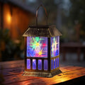 Solar Lanterns Outdoor Waterproof, Pathway Lights Hanging Lights with 3D Lighting Effects, Solar & USB C Charging, Metal Garden Decor Lights for Landscape Yard Patio Lawn Driveway, RGB Light 1 Pack