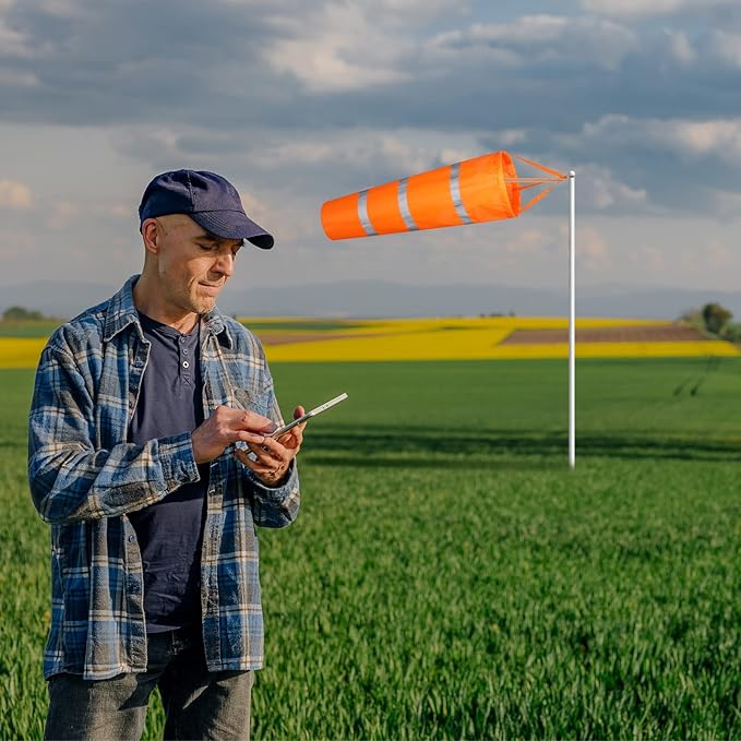 10 Pcs Airport Windsocks 40 Inch Outdoor Hanging Heavy Duty Wind Direction Measurement Wind Sock Windsocks with Reflective Belt for Outdoors Airport Farm Park (Orange)