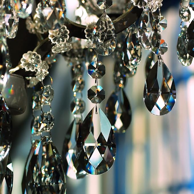 1ft 6pcs Teardrop Crystals Garland, Chandelier Hanging Crystals Beads Chain for Home Wedding Decoration Clear GOLDENHAITAI