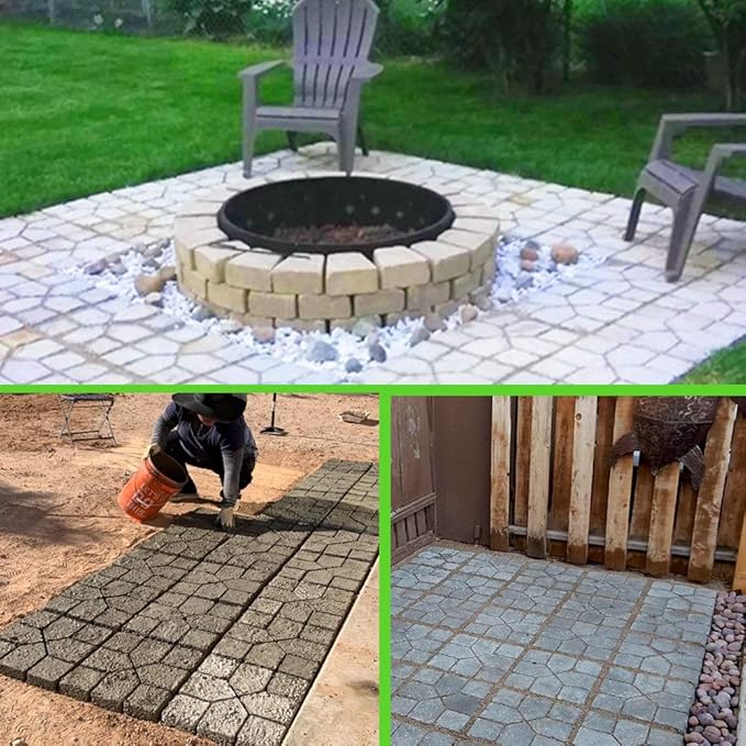 CJGQ 15.7"x15.7"x1.57"Walk Maker Reusable Concrete Path Maker Molds Stepping Stone Paver (Square 2-Pack)