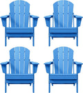 Westin Outdoors Laguna WO Home Furniture Adirondack Chair 4 PC Set Classic Outdoor Patio Folding Chair for Bon Fire Pit Lawn Backyard Beach Plastic Weather-Resistant (Pacific Blue)