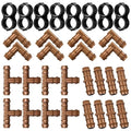 Irrigation Fittings Kit for 1/2 Inch Tubing Include 8 Tees, 8 Couplings, 8 Elbows and 8 End Cap Plugs Drip Irrigation Barbed Connectors, Drip Line Connectors Set