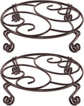 Yimobra 2 Pack Plant Stand for Flower Pot Heavy Duty Potted Holder Indoor Outdoor Metal Rustproof Iron Garden Container Round Supports Rack for Planter Bronze, Brown, 9.4 Inches