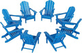 Westin Outdoors Laguna WO Outdoor Adirondack Folding Patio Chairs 8 PCS Set Retro Beach Aesthetic for Backyard, Lawn, Patio, Deck, Garden, Weather Resistant Polyethylene Plastic Lounger (Pacific Blue)