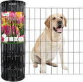Black PVC Coated Welded Wire Fence 24 Inch x 50 Foot, 2 Inch x 4 Inch 15GA, Garden Border Fencing Roll Vinyl Coating Metal Wire Mesh Hardware Cloth for Yard Vegetable Plant Protection