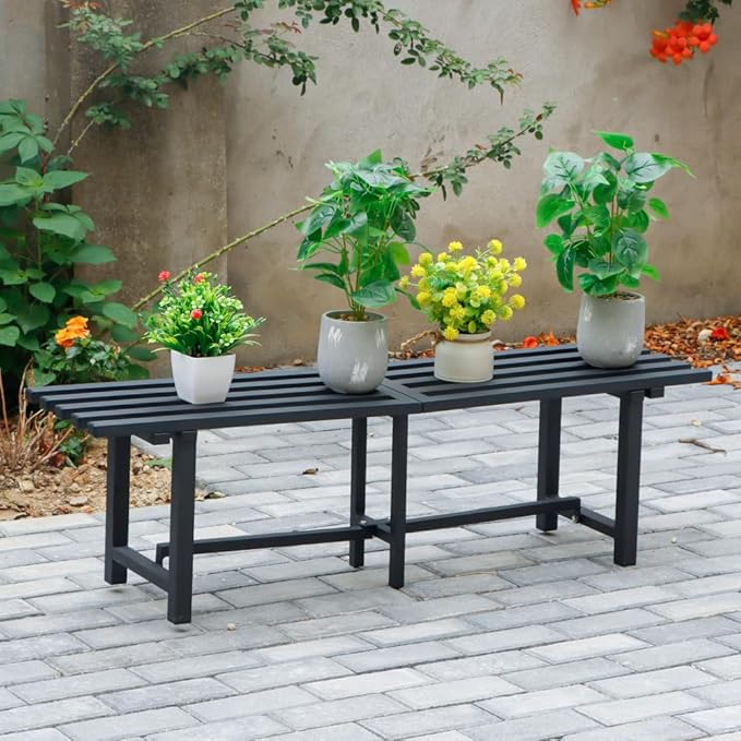 Chic & Robust 300 LBS Capacity Aluminum Plant Stand - Your Indoor & Outdoor Plant Display Solution, Size: L47.2 x W11.4 x H7.9 inch.