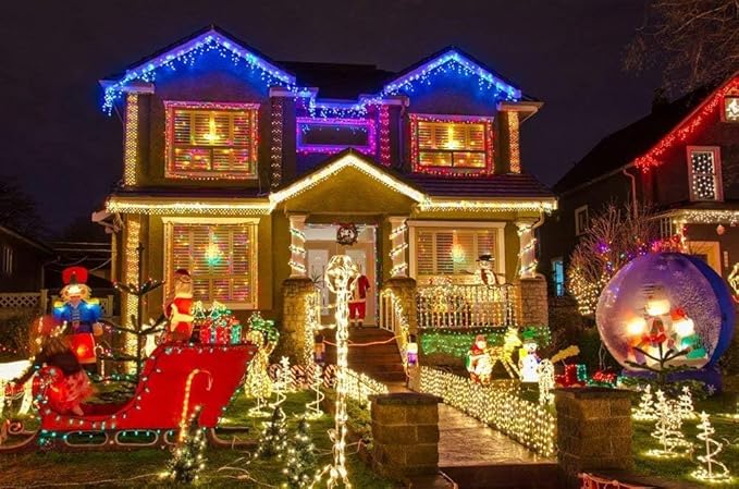 2 Pack Solar Christmas Lights Outdoor Waterproof, Total 400led 144ft Each 8 Modes Solar String Lights Solar Fairy Lights Decoration for Garden Yard Patio House Christmas Tree Xmas(Warm White)