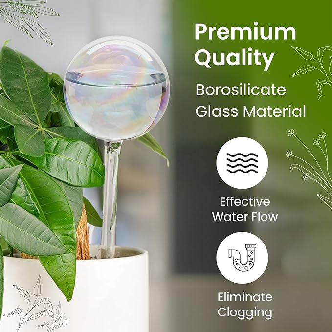 6 Pcs Iridescent Self Watering Globes, Glass Rainbow Plant Watering Globes, Self Watering Planter Insert, Automatic Plant Waterer Indoor, Plant Watering Devices, Plant Water Globes, Watering Bulb