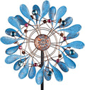 Stargarden Wind Spinners Outdoor, Large Kinetic Wind Spinner, Waterproof Blue Pinwheels with 4 Sturdy Stake, Metal Windmill for Yard, Porch Decor (21 * 90 Inches)