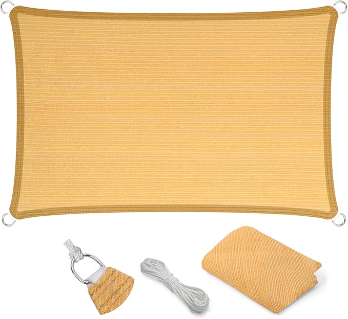 Eden's Decor Straight Flat-Edged Sun Shade Sail Rectangular 6' x 20' Wheat UV-Blocking Outdoor Canopy Fabric Cloth Awning for Pergola Patio Garden Backyard Custom Size