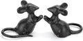 OwnMy 2 Cast Iron Cute Mouse Figurine Sculpture Black Mice Statues Carved Desktop Ornaments Figurines, Decorative Creative Animal Figurine Indoor Outdoor Statues for Garden Patio Yard Home Decoration