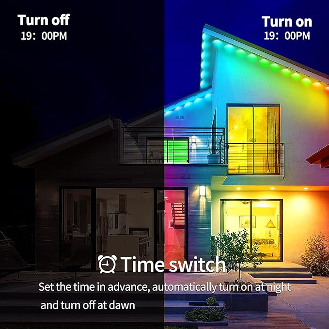 500ft Permanent Outdoor Light,RGB Eave Lights Music Sync IP67 Waterproof Outdoor Eave Lights Lighting, can be Used for Garden,House,Party,Holiday Decoration（2 Rolls of 250ft）