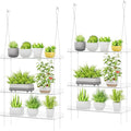 Lifewit 3-Tier Window Plant Shelves 15 inch, Acrylic Adjustable Hanging Floating Shelf, Window Sill Extender for Indoor Succulent Plants, Micro Greens, Seed Starter Pots, Herb Planters