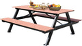 6FT Outdoor Picnic Table and Bench Set with 2" Umbrella Hole, WPC Tabletop Seattop Patio Dining Set for 6 People, Outdoor Dining Table and Chair for Park Garden Yard Patio- Brown
