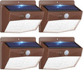 [4 Packs] Solar Outdoor Lights Motion Sensor Solar Security Lights Waterproof with 3 Lighting Modes Solar Powered Wall Lights Outside for Garden Fence Yard,Brown