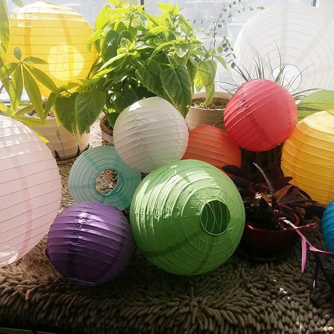 Chinese Style Paper Lanterns, Set of 12, Suitable for Party Decoration (Light Pink, 12in)
