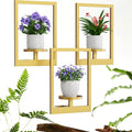 Picture Frame Wall Plant Holder, Metal Window Plant Shelves Plant Holder for Indoor Plants, Hanging Wall Planters Wall-Mounted Plant for Home, Office, and Garden (Gold, 3PCS)