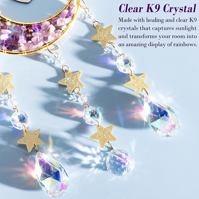 Best Grandma Nana Gifts, for Grandma from Granddaughter Grandchildren Grandkids, Unique Grandma Birthday Gifts for Nana Gigi Grandmother New Grandma Gifts Moon Crystal Suncatcher