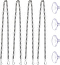 4 Pcs 20 Inch Stained Glass Window Hanging Chain with Suction Cup Hooks, Picture Hanging Chain Sunshine Catcher Black Metal Nickel Plating Stained Glass Window Panels Chains