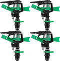 1/2 Inch Plastic Impact Sprinklers Heads Adjustable 0-360 Degree Pulsating Oscillating Watering Sprinkler Head for Garden Law Grass Yard Irrigation Supplies (4 Pieces)