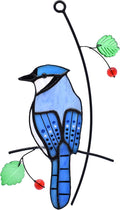 Lolitarcrafts Blue Jay Modern Stained Glass Window Hangings Blue Birds Suncathers for Window