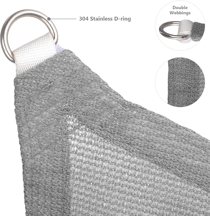 Eden's Decor Straight Flat-Edged Sun Shade Sail Rectangular 5' x 10' Grey UV-Blocking Outdoor Canopy Fabric Cloth Awning for Pergola Patio Garden Backyard Custom Size