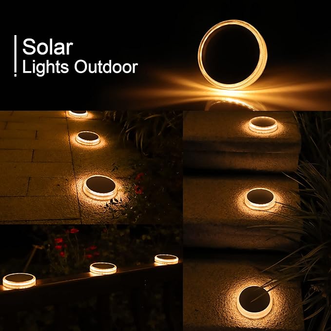 WILLED Solar Step Deck Lights for Outside, Warm White Outdoor Solar Powered Lights for Steps,Stair,Dock,Driveway,Walkway,Sidewalk,Garden (4 Pack)