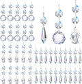44 Pack Chandelier Crystal Prism Replacement, 38mm Hanging Clear Crystal Glass Bead Prisms 20mm Chandelier Crystals Modern for Foyer Wedding Lamp Windows Christmas Tree Decoration