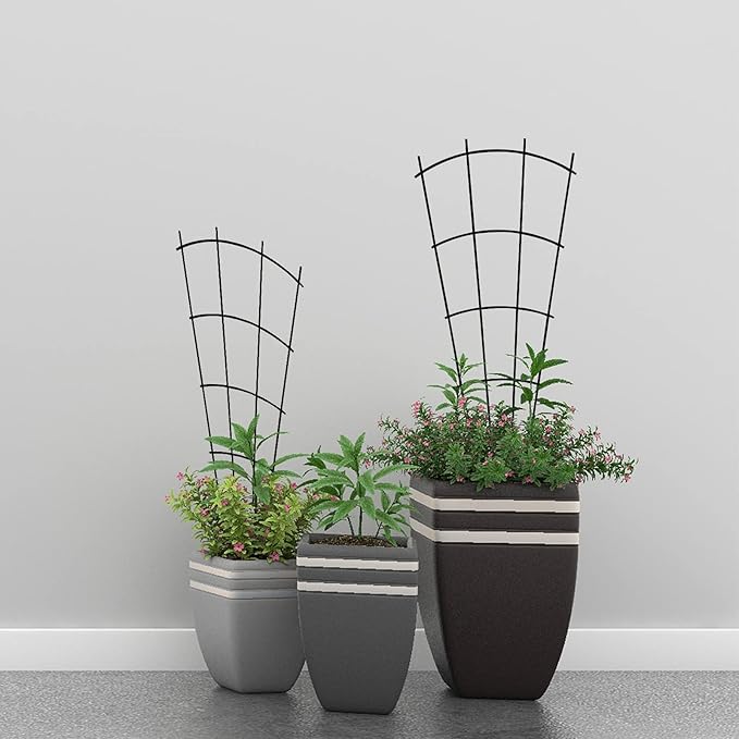 4 Pack 23'' Indoor Plant Trellis for Potted Plants Climbing, Outdoor Metal Garden Trellis Houseplants Flowers Vine Ivy,Fan Shape, Black