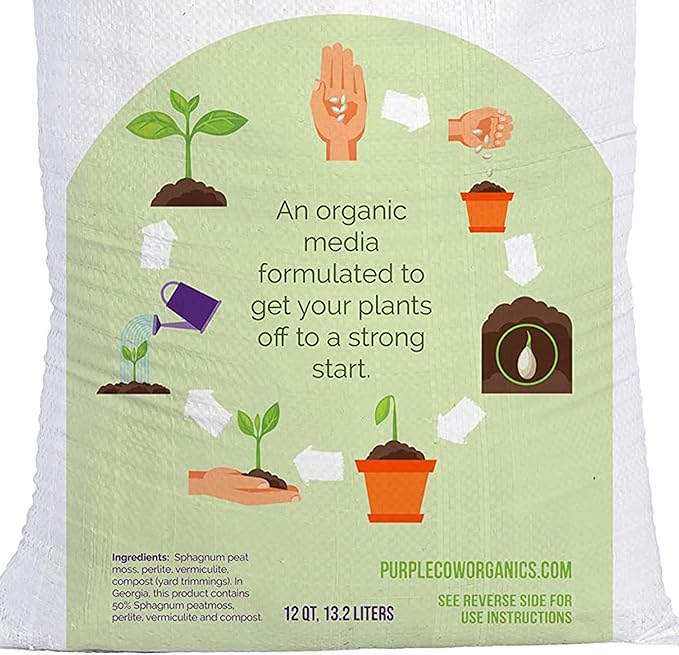 All Natural Seed Starter Mix for Fast Germination and Vigorous Seedlings with Strong Root Systems for Indoor Home Gardens, 12 Quart Bag