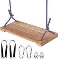 Teak Wood Swing 16.6"x7.5" - Outdoor Wooden Tree Swing Seat for Adults & Kids, Backyard Wood Swings with Height Adjustable Design
