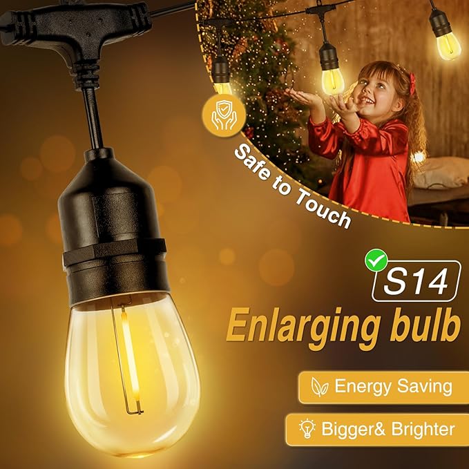 ZJOJO Solar String Lights Outdoor Waterproof 120FT,Solars Light Outdoor with 30 Shatterproof Bulbs IP65, Patio Lights SolarPowered &USB Port, LED String SolarLights for Outside Decor