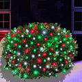 HISHINY Christmas Net Lights Outdoor for Bushes,100LED 5X5ft Connectable Bush Yard Mesh Shrub Net Light Decorations for Party, Holiday, Wedding, Tree,Home Decor(Red White Green)