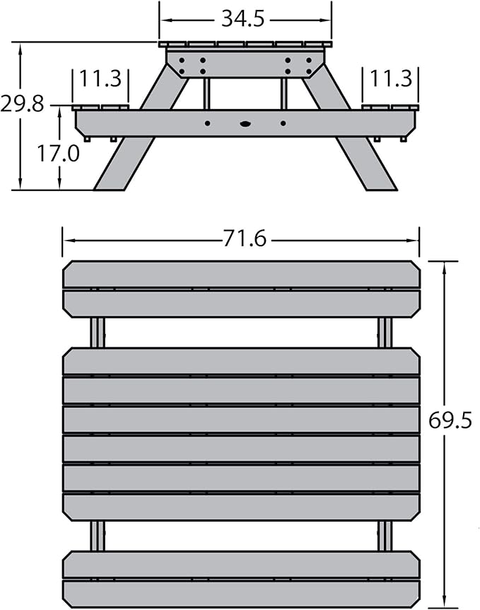 Highwood Hometown Picnic Table, 6 Foot, Weathered Acorn