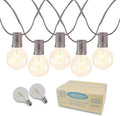 Novelty Lights 50 Feet G40 LED Patio String Lights with 50 Bulbs, Warm White, Weather Resistant and Shatterproof Replaceable Plastic Globe Bulbs, Brown Wire