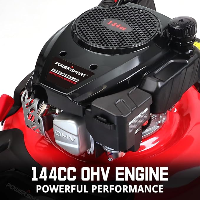 PowerSmart Lawn Mower Gas Powered, 21-Inch 144cc Engine 3-in-1 Walk-Behind Push Lawn Mower, Oil Included