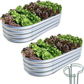 Raised Garden Bed, 2 Pcs 5×3×1ft Outdoor Galvanized Planter Boxes, Galvanized Garden Beds Outdoor with Metal Plant Stakes, Large Raised Garden Stock Tank, Garden Beds Outdoor for Vegetables