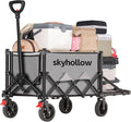 Collapsible Wagon Cart with Wheels Foldable,Folding Beach Wagons Carts Foldable for Grocery Shopping Camping Garden Fishing Sports