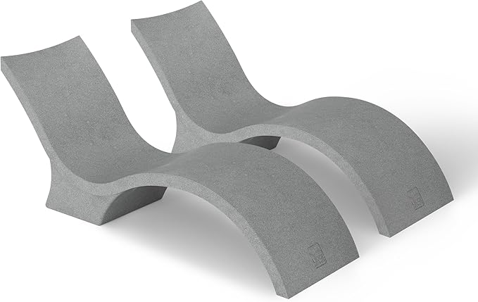 Ledge Lounger- Signature Chaise Deep - Inside Pool & Sun Shelf Lounge Chair - Designed for Deep Shelves 10”-15” - Compatible with All Pool Types - Poolside & Sun Deck Tanning - Set of 2 - Granite Gray