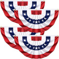 4 Pack USA Pleated Bunting Fan Flags, 1.5x3 Ft Patriotic Half Fan Banner American Flag Decoration Bunting for Outside Red White and Blue Decor Independence Day Memorial Day 4th of july Decorations