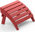 SERWALL Folding Adirondack Footrest, All Weather Adirondack Ottoman Without Assembly, Red