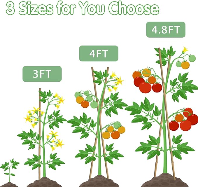 Bamboo Stakes,3FT Natural Bamboo Garden Stakes,BOVITRO 25Pcs Bamboo Plant Stakes,Bamboo Sticks for Tomato,Beans,Vegetable and Climbing Plants