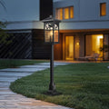 31" Solar Pathway Lights Outdoor, Black Aluminum Bollard Lighting with Remote Control - Dusk to Dawn LED Post Light, IP44 Waterproof for Lawn, Patio, Driveway & Backyard Decor (Bulb Included)