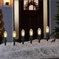 C9 Christmas Pathway Lights Outdoor, 38Ft 25 C9 Incandescent Warm White Pathway Marker Stakes Waterproof for Walkway Lawn Sidewalk Driveway Holiday