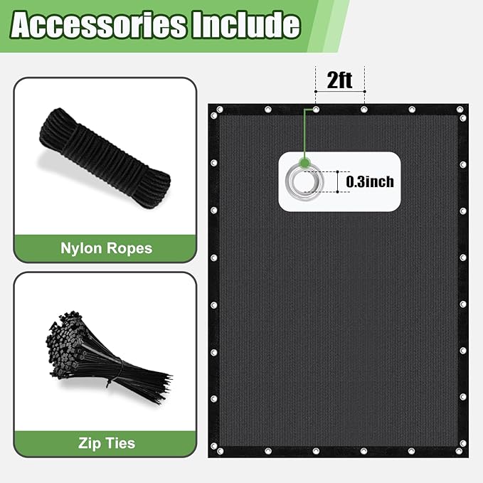 Outdoor 90% Sun Shade Cloth with Grommets, 5 X 11 FT Pergola Shade Cover for Garden Patio Carport Kennel Swimming Pool, Dark Grey (We Make Custom Size)