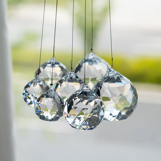 Crystalsuncatcher Clear Crystal Ball Prism Suncatcher Rainbow Maker Hanging Crystals Prisms for Windows, for Feng Shui, for Gift(30mm/1.18" 15pack)
